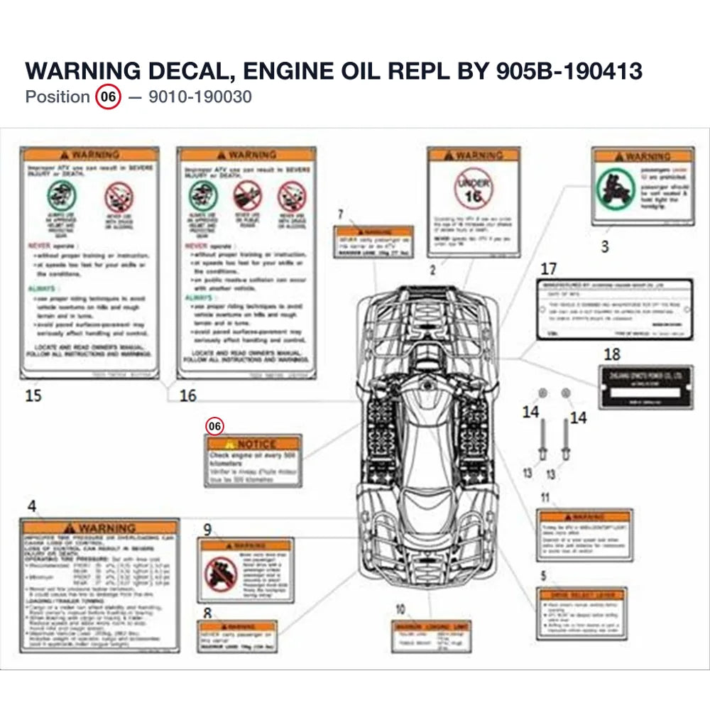 WARNING DECAL, ENGINE OIL REPL BY 905B-190413 product image