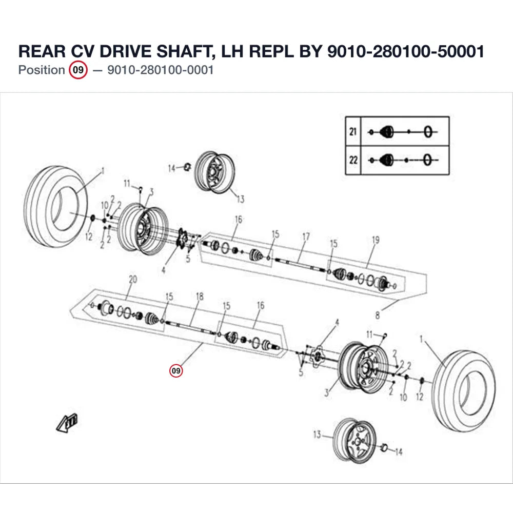 REAR CV DRIVE SHAFT, LH REPL BY 9010-280100-50001 product image