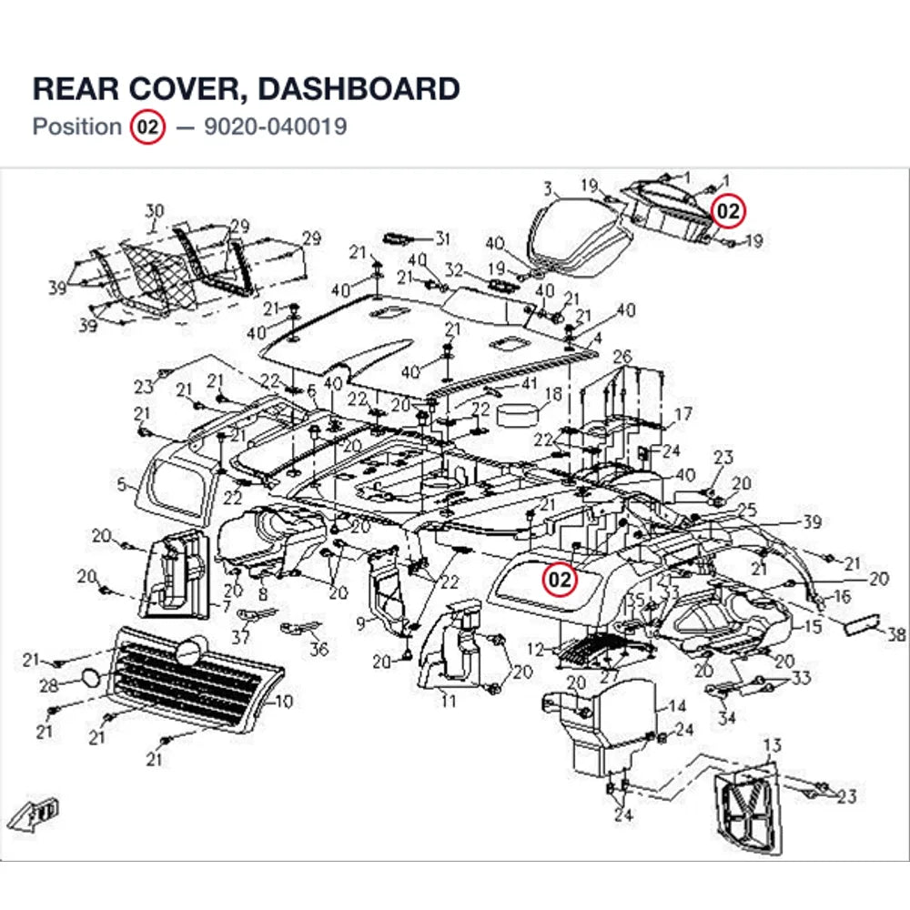 REAR COVER, DASHBOARD product image
