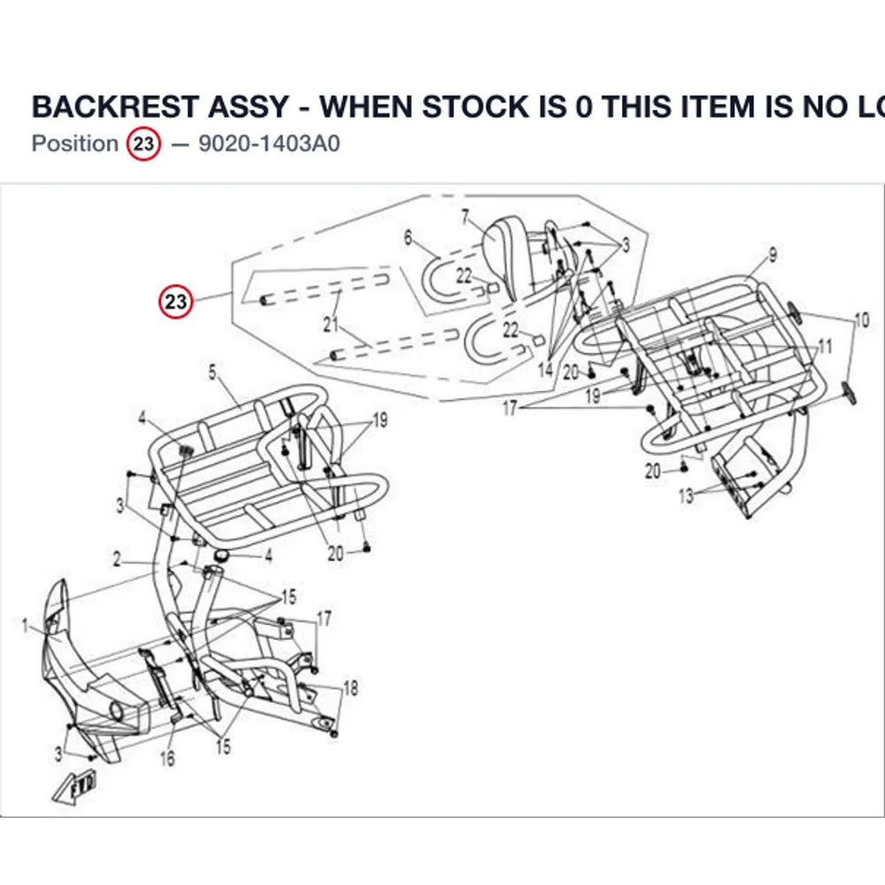 BACKREST ASSY - WHEN STOCK IS 0 THIS ITEM IS NO LONGER AVAILABLE product image