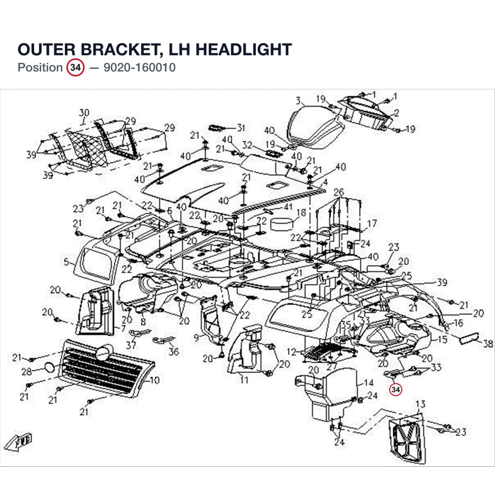 OUTER BRACKET, LH HEADLIGHT product image