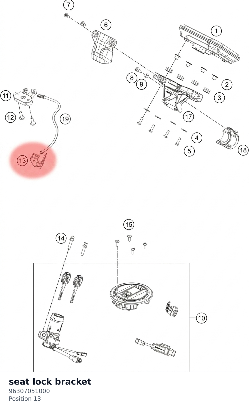 Diagram preview: seat lock bracket (96307051000)