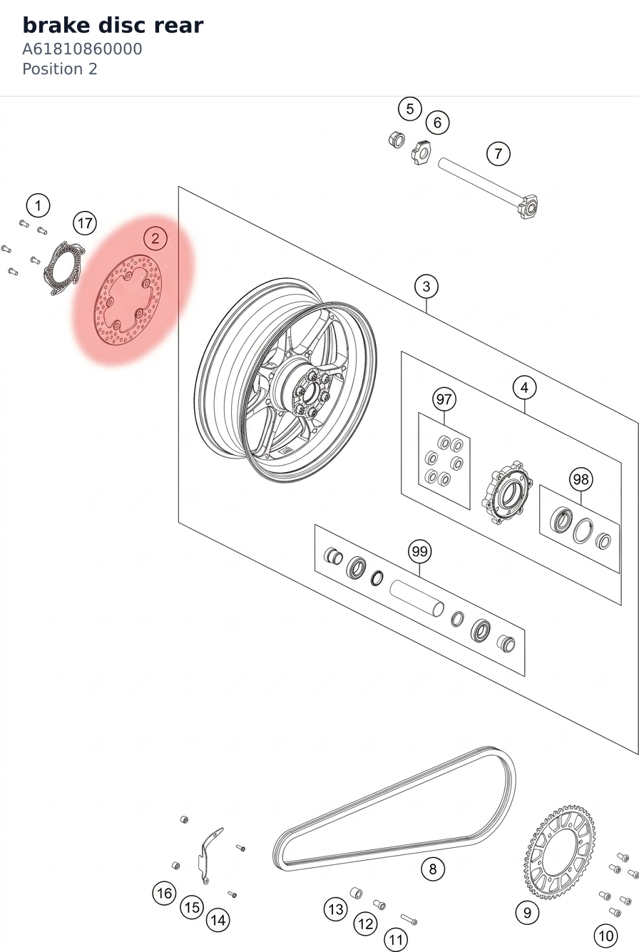 Diagram preview: brake disc rear (A61810860000)