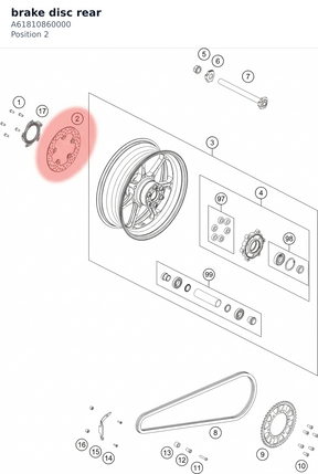 Diagram preview: brake disc rear (A61810860000)