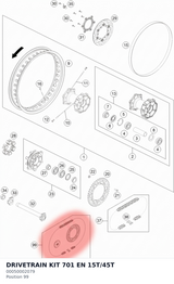 Diagram preview: DRIVETRAIN KIT 701 EN 15T/45T (00050002079)