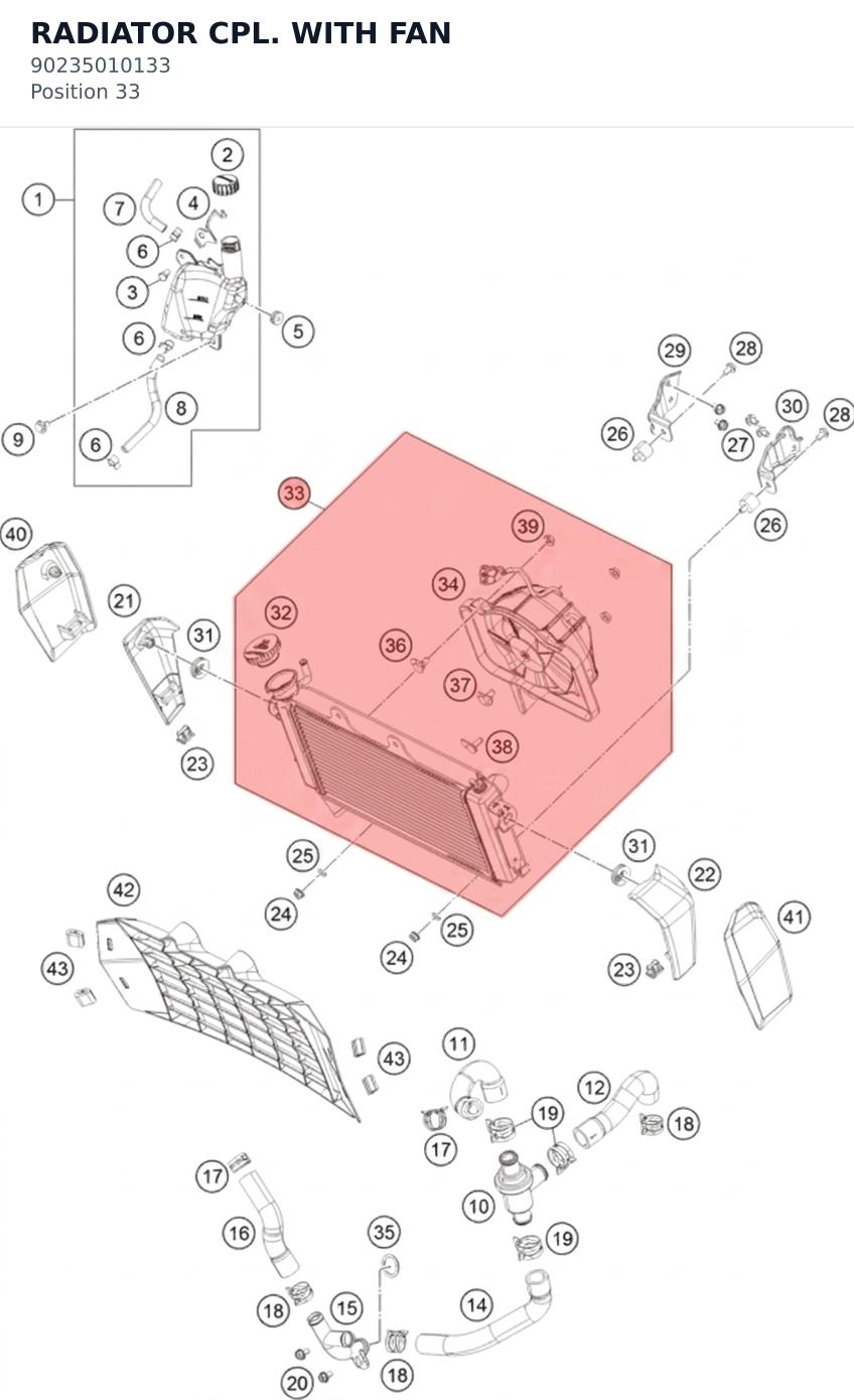 Diagram preview: RADIATOR CPL. WITH FAN (90235010133)