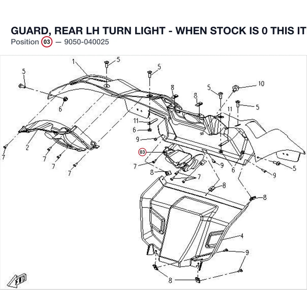 GUARD, REAR LH TURN LIGHT - WHEN STOCK IS 0 THIS ITEM IS NO LONGER AVAILABLE product image