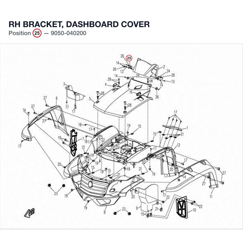 RH BRACKET, DASHBOARD COVER product image