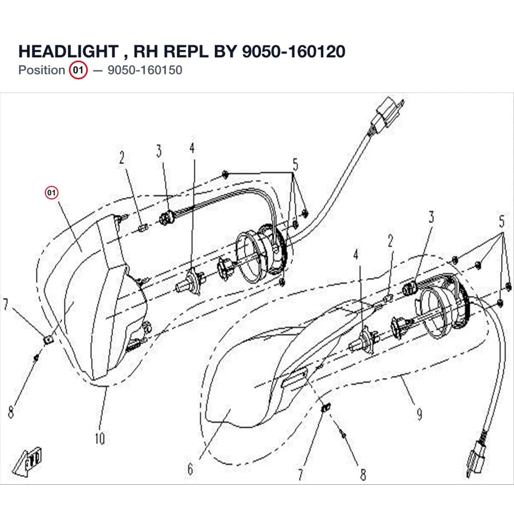 HEADLIGHT , RH REPL BY 9050-160120 product image