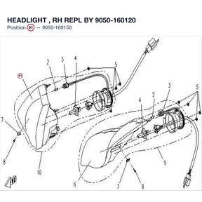 HEADLIGHT , RH REPL BY 9050-160120 product image