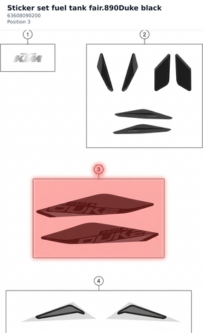 Diagram preview: Sticker set fuel tank fair.890Duke black (63608090200)
