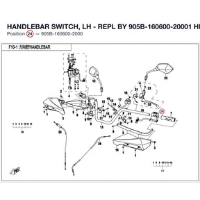 HANDLEBAR SWITCH, LH - REPL BY 905B-160600-20001 product image