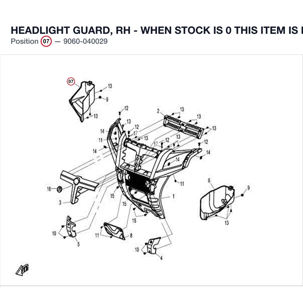 HEADLIGHT GUARD, RH - WHEN STOCK IS 0 THIS ITEM IS NO LONGER AVAILABLE product image