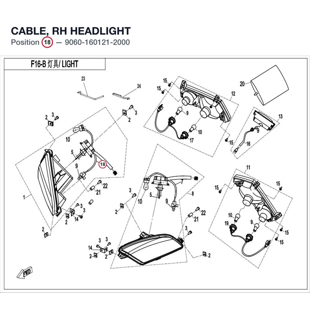 CABLE, RH HEADLIGHT product image