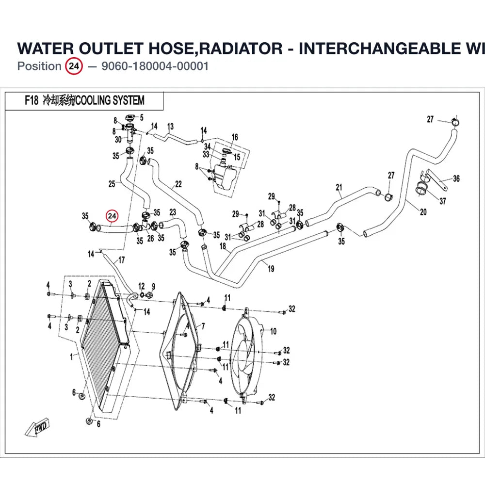 WATER OUTLET HOSE,RADIATOR - INTERCHANGEABLE WITH  9060-180004 product image