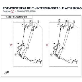 FIVE-POINT SEAT BELT - INTERCHANGEABLE WITH  9060-342000 product image