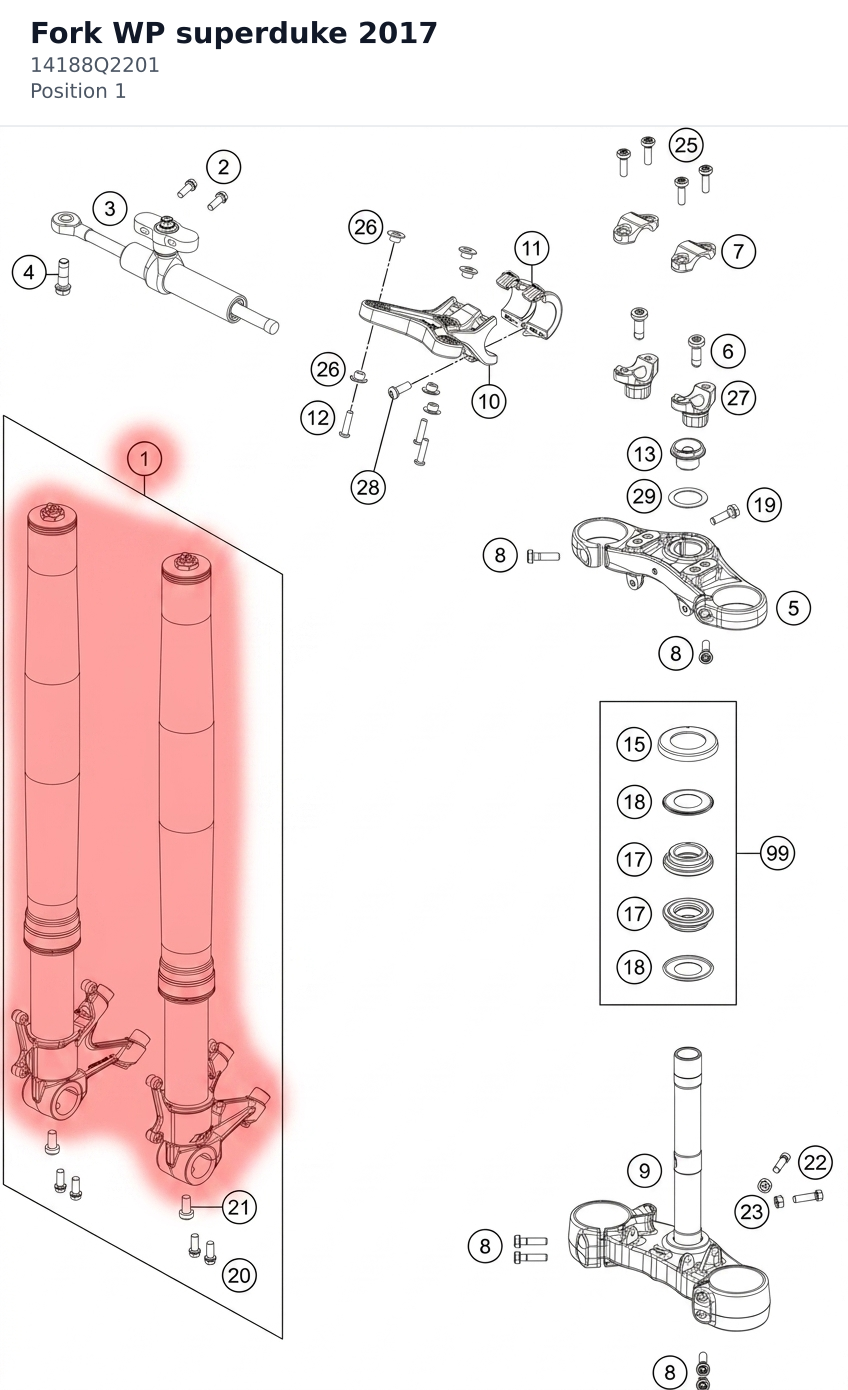 Diagram preview: Fork WP superduke 2017 (14188Q2201)