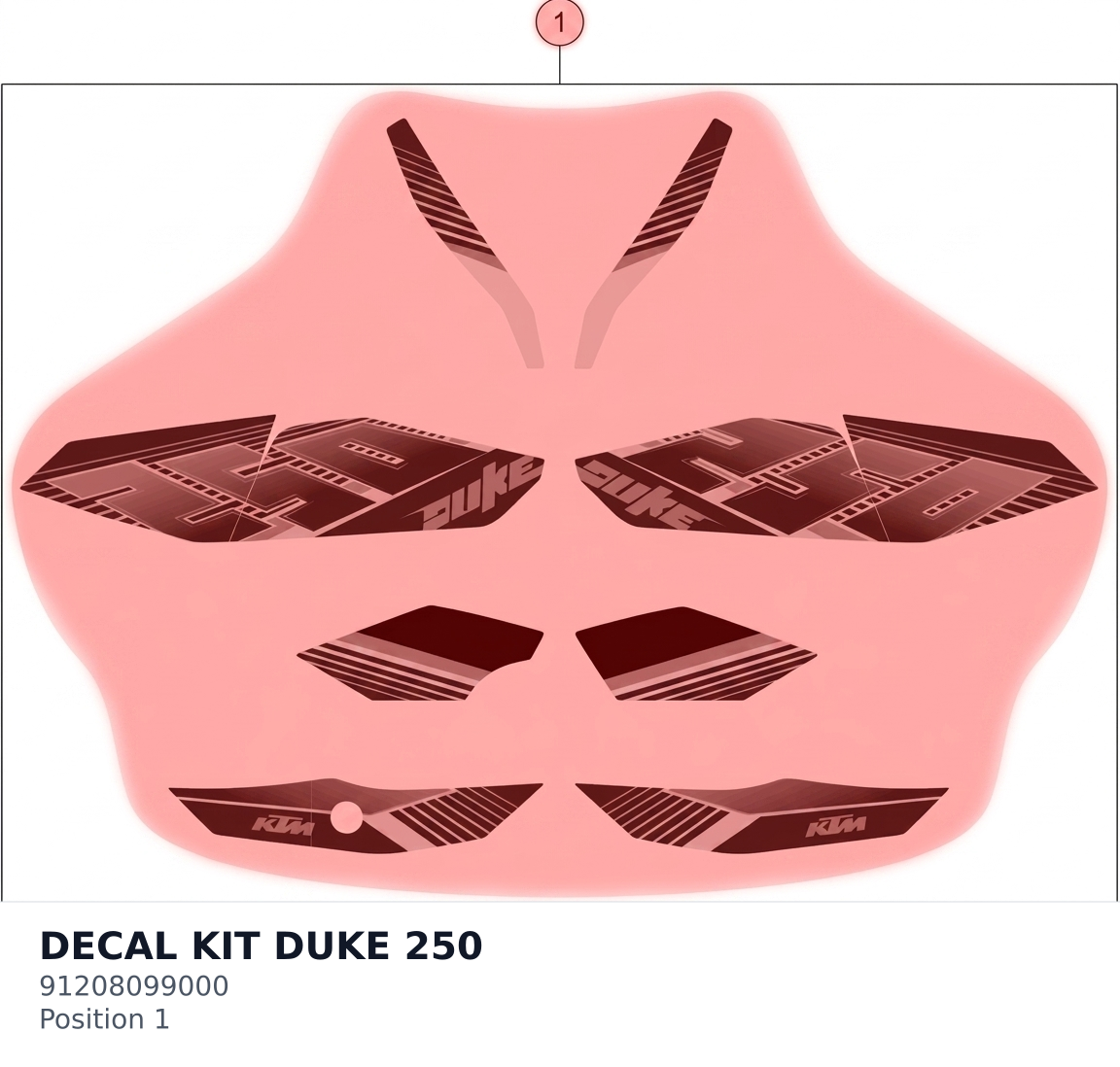 Diagram preview: DECAL KIT DUKE 250 (91208099000)