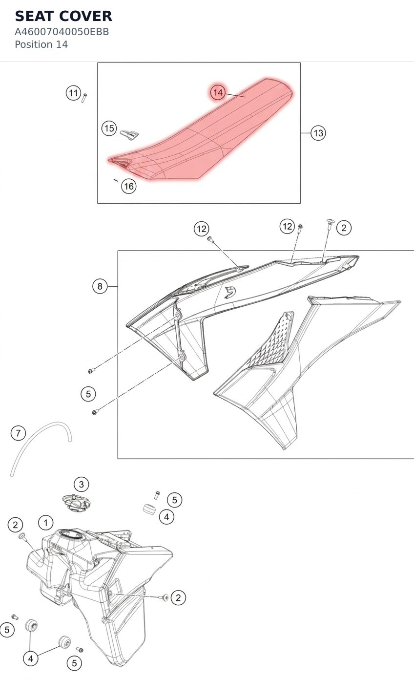 Diagram preview: SEAT COVER (A46007040050EBB)