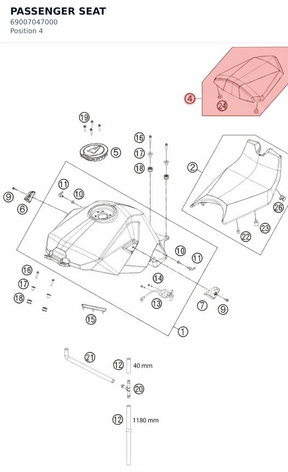 Diagram preview: PASSENGER SEAT (69007047000)