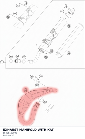 Diagram preview: EXHAUST MANIFOLD WITH KAT (55405109000)