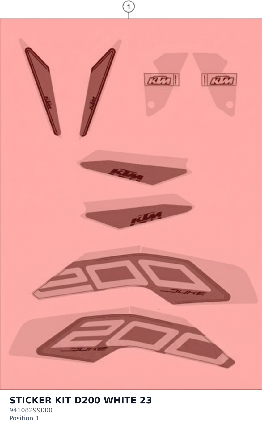 Diagram preview: STICKER KIT D200 WHITE 23 (94108299000)
