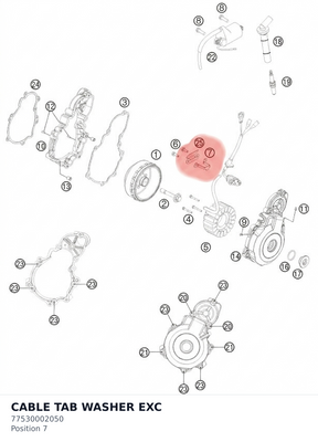 Diagram preview: CABLE TAB WASHER EXC (77530002050)