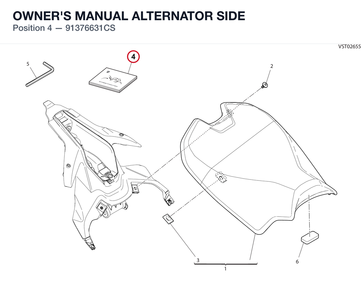 OWNER'S MANUAL ALTERNATOR SIDE 91376631CS diagram position
