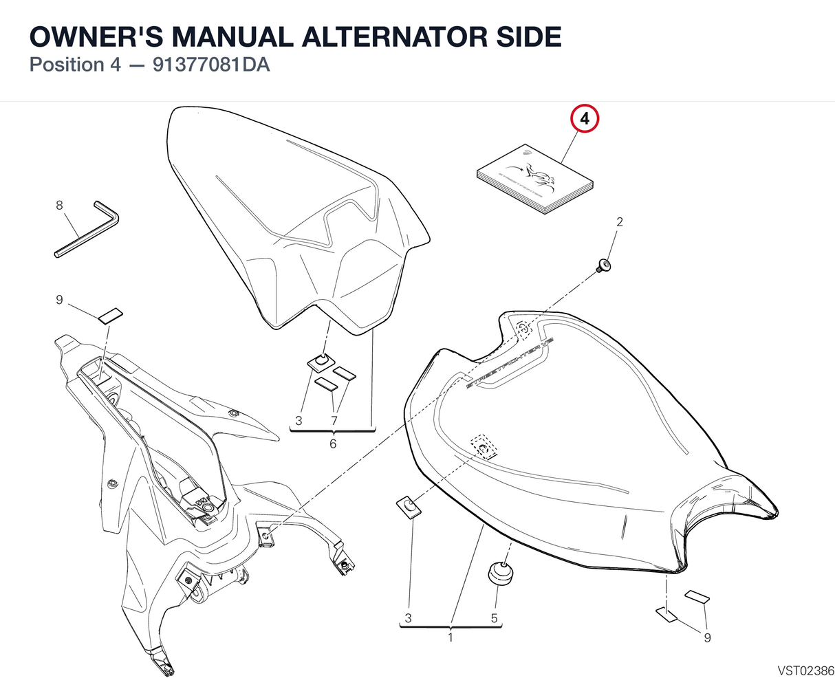 OWNER'S MANUAL ALTERNATOR SIDE 91377081DA diagram position