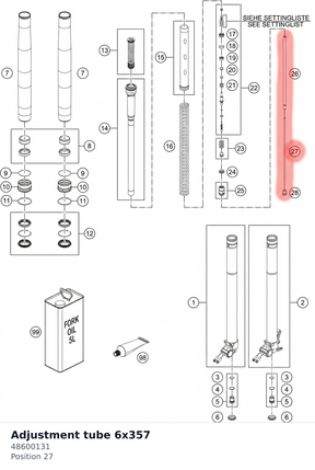 Diagram preview: Adjustment tube 6x357 (48600131)