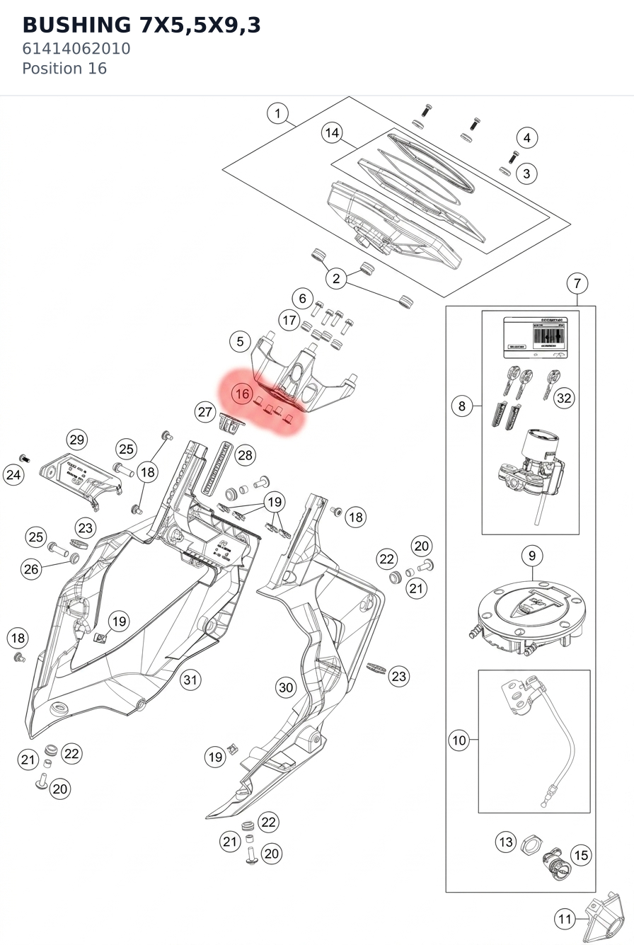 Diagram preview: BUSHING 7X5,5X9,3 (61414062010)