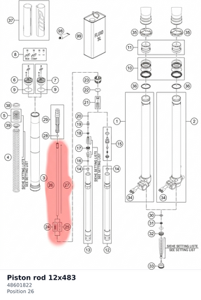 Diagram preview: Piston rod 12x483 (48601822)