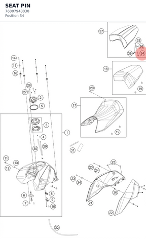 Diagram preview: SEAT PIN (76007940030)