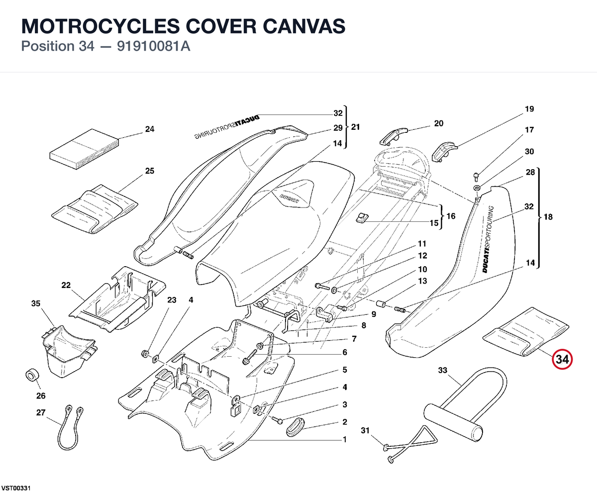 MOTROCYCLES COVER CANVAS 91910081A diagram position