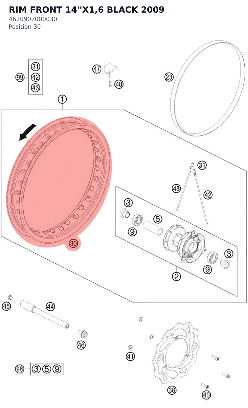 Diagram preview: RIM FRONT 14''X1,6 BLACK   2009 (4620907000030)