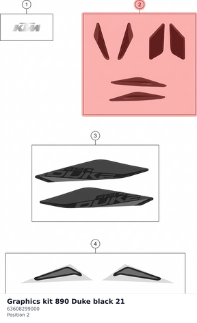 Diagram preview: Graphics kit 890 Duke black 21 (63608299000)