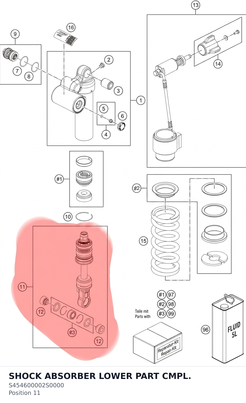 Diagram preview: SHOCK ABSORBER LOWER PART CMPL. (S454600002S0000)