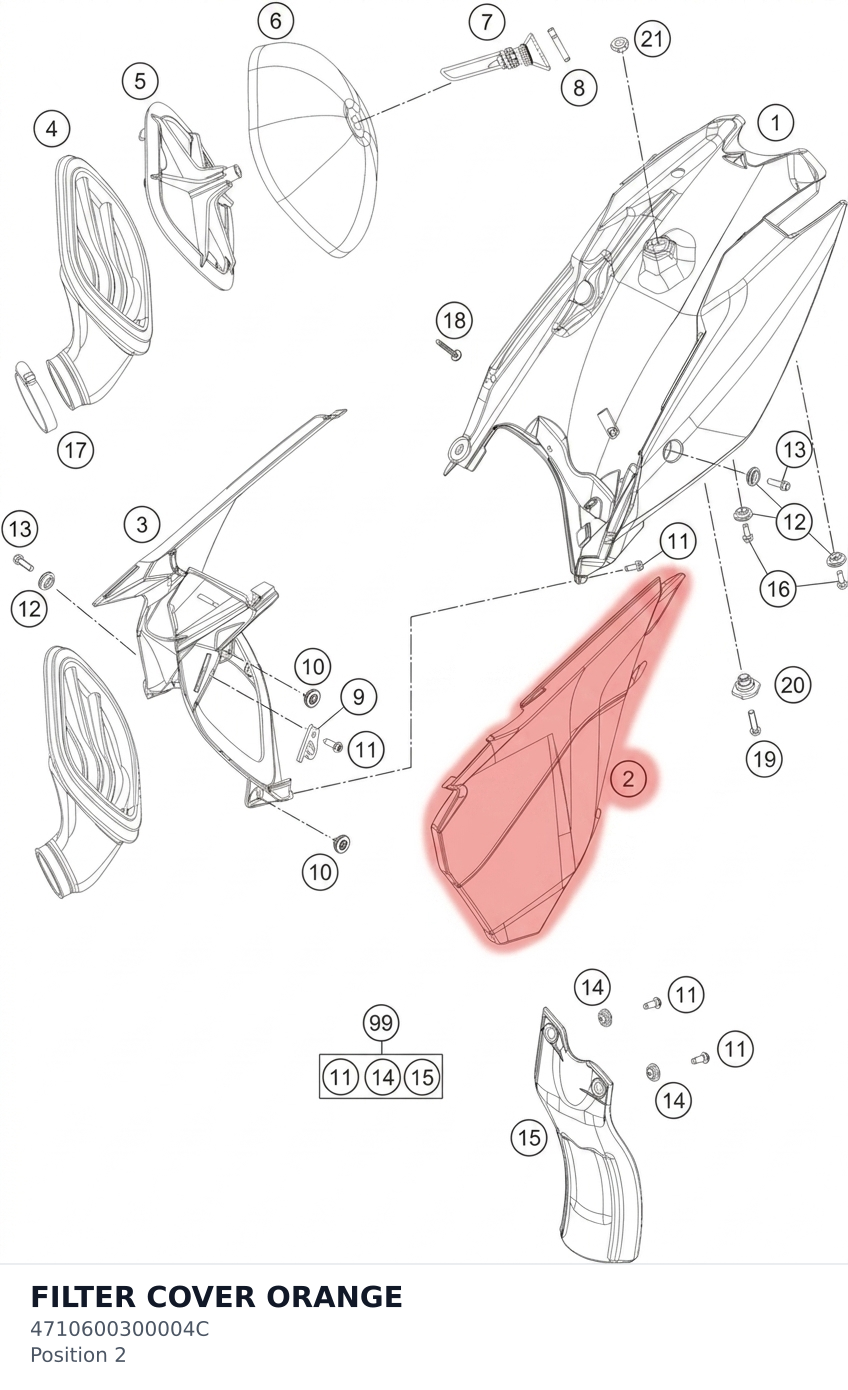 Diagram preview: FILTER COVER ORANGE (4710600300004C)