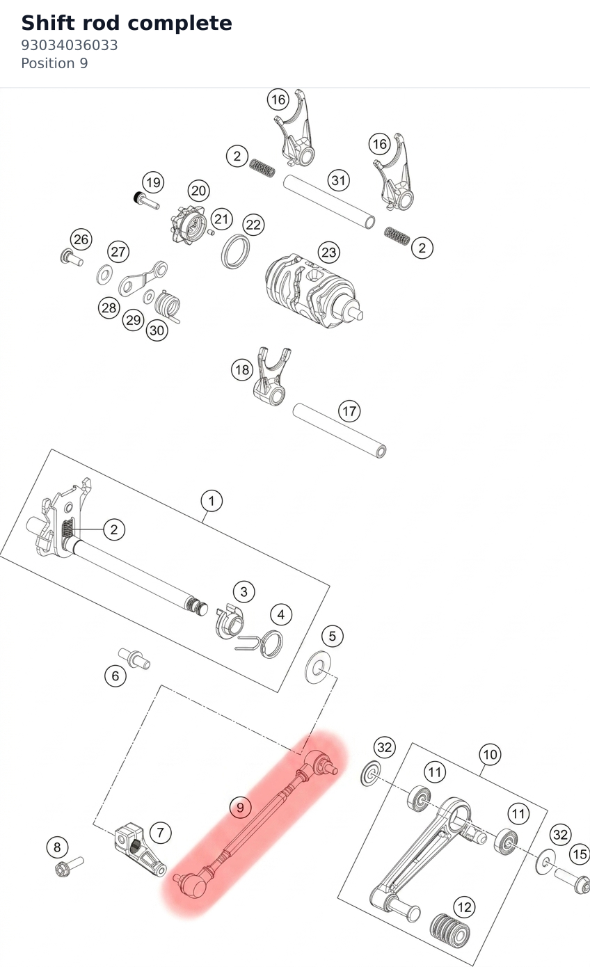 Diagram preview: Shift rod complete (93034036033)