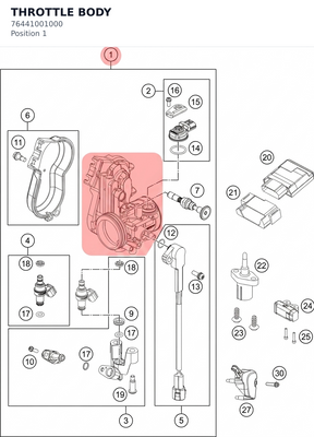 Diagram preview: THROTTLE BODY (76441001000)