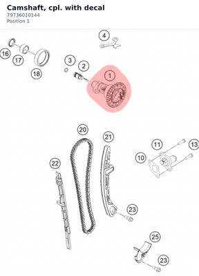 Diagram preview: Camshaft, cpl. with decal (79736010144)