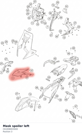 Diagram preview: Mask spoiler left (C61008003000)