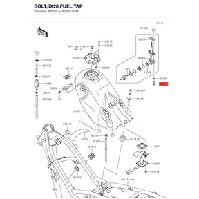 Kawasaki OEM – BOLT,6X20,FUEL TAP product image