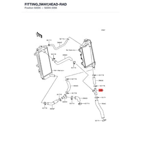 Kawasaki OEM – FITTING,3WAY,HEAD-RAD product image