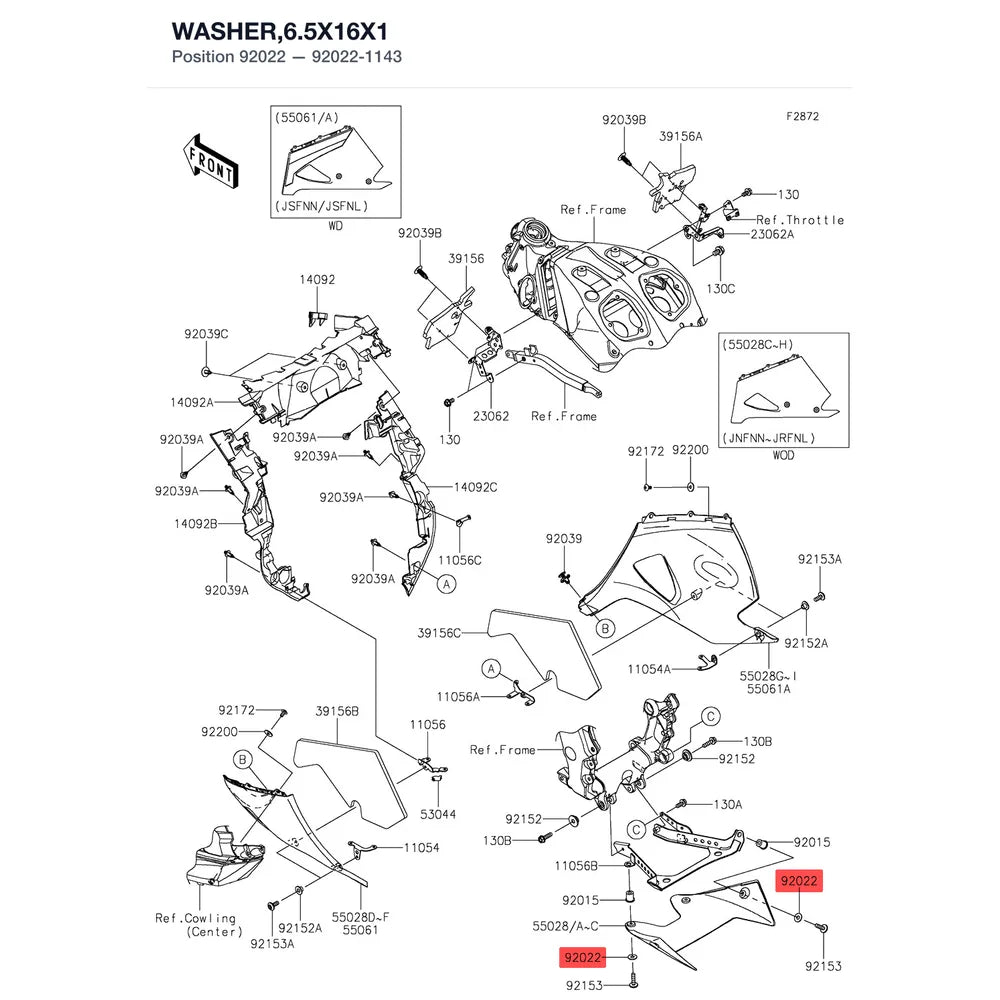 Kawasaki OEM – WASHER,PLAIN,6.5X16X1 product image