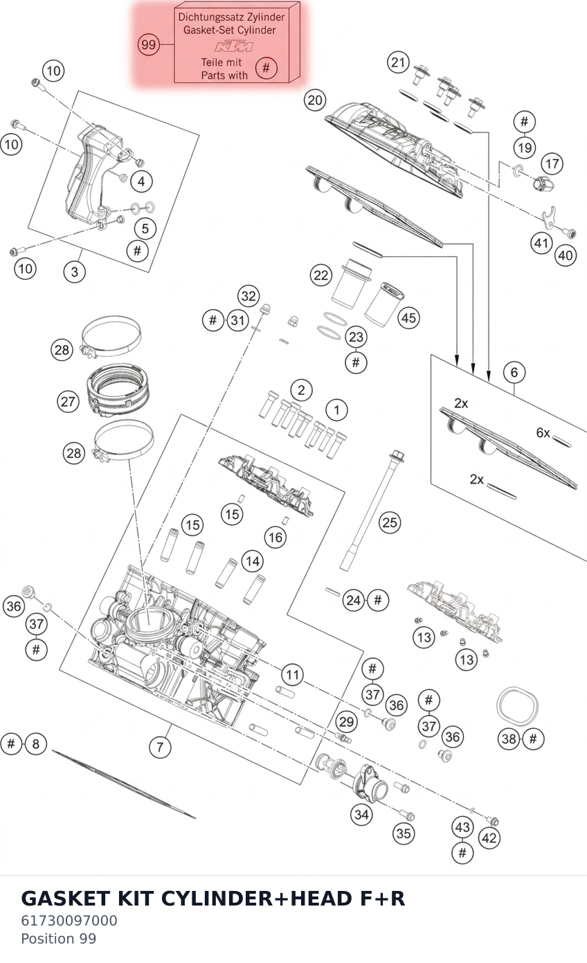 Diagram preview: GASKET KIT CYLINDER+HEAD F+R (61730097000)