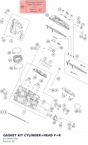 Diagram preview: GASKET KIT CYLINDER+HEAD F+R (61730097000)