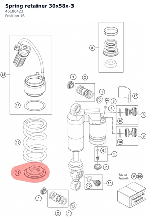 Diagram preview: Spring retainer 30x58x-3 (46180423)