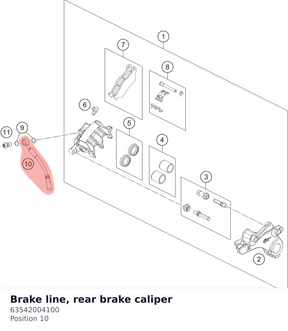 Diagram preview: Brake line, rear brake caliper (63542004100)