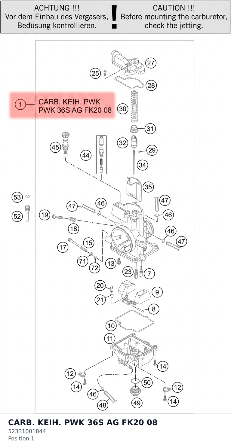 Diagram preview: CARB. KEIH. PWK 36S AG FK20 08 (52331001844)